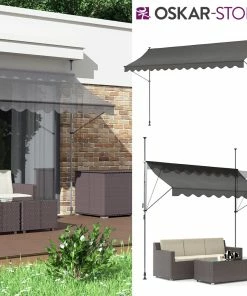 Oskar-Store Klemmmarkise 400x120cm Balkonmarkise Einrollbar Handkurbel Markise Mit Gestell