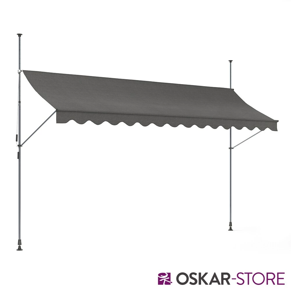 Oskar-Store Klemmmarkise 400x120cm Balkonmarkise Einrollbar Handkurbel Markise Mit Gestell – Bild 2