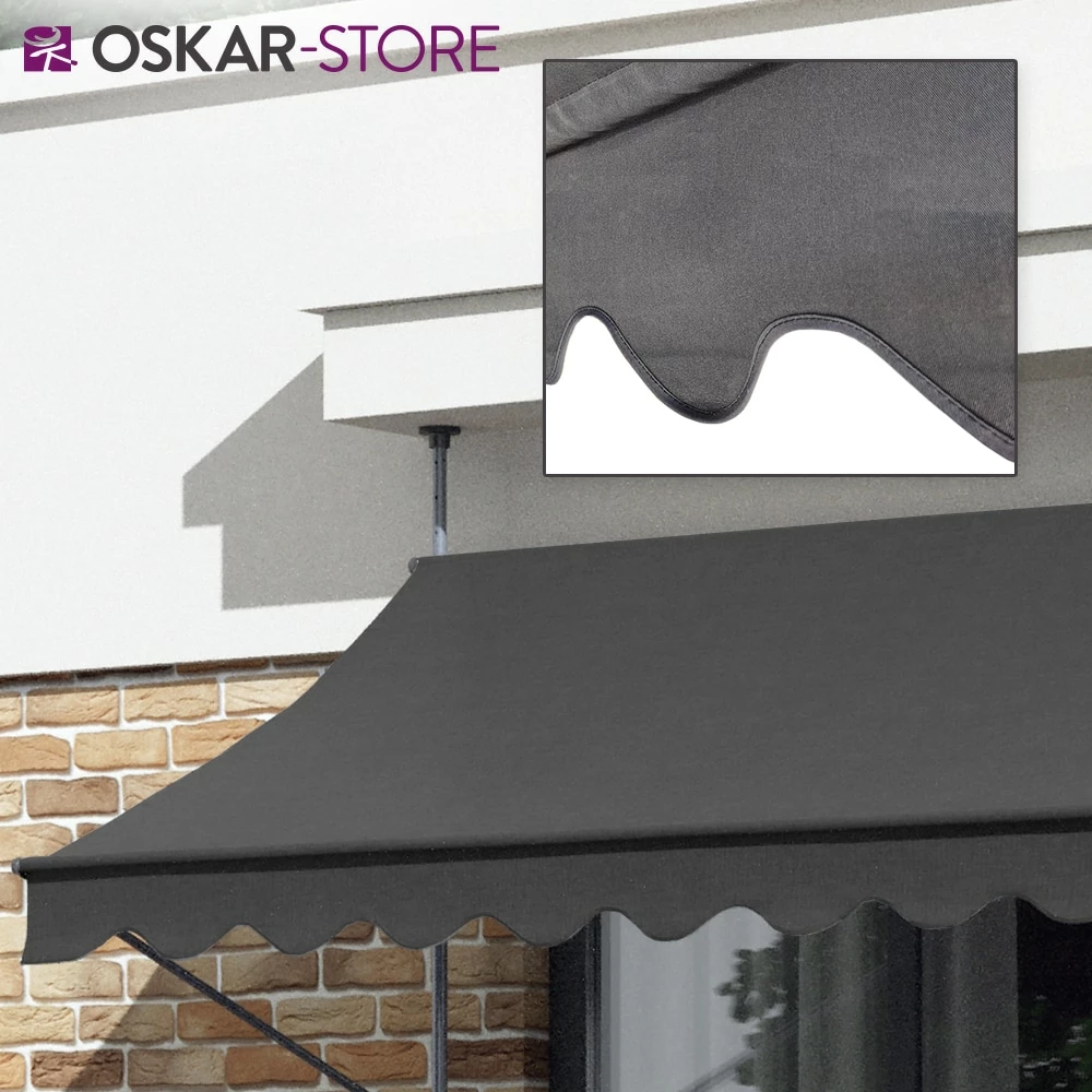 Oskar-Store Klemmmarkise 400x120cm Balkonmarkise Einrollbar Handkurbel Markise Mit Gestell – Bild 5