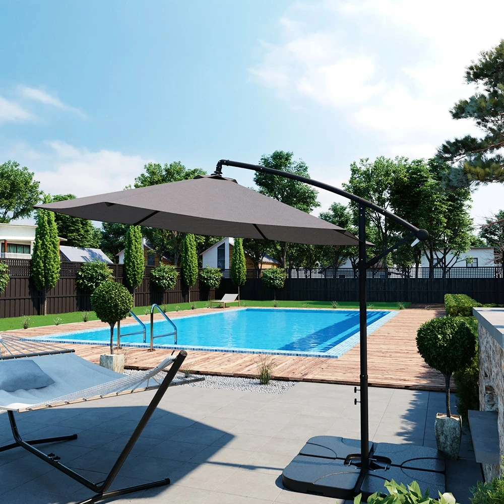 OK-Living Ampelschirm Sonnenschirm 300cm Inkl. Schutzhülle Gartenschirm Marktschirm Kurbel – Bild 4