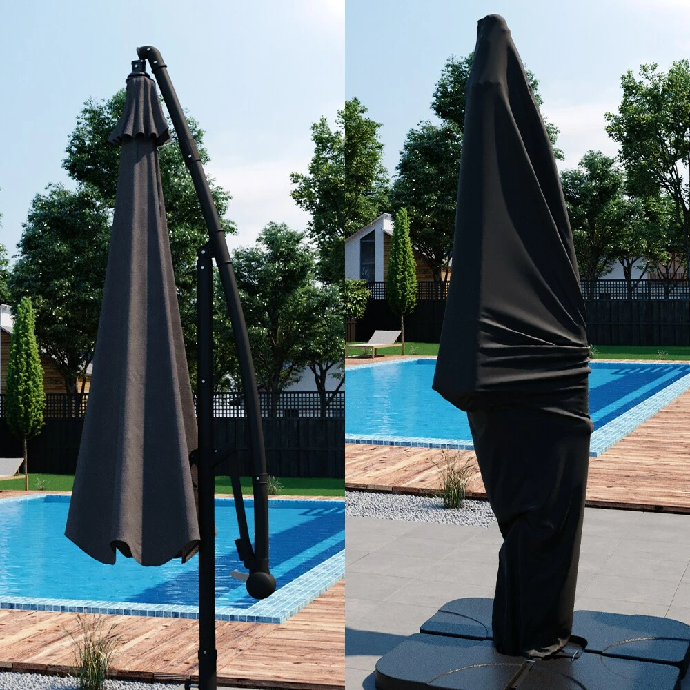 OK-Living Ampelschirm Sonnenschirm 300cm Inkl. Schutzhülle Gartenschirm Marktschirm Kurbel – Bild 5