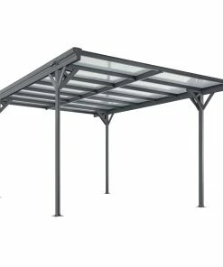 Juskys Carport Mit Flachdach 5x3 M – Freistehende Überdachung Aus Aluminium Mit Doppelstegplatten