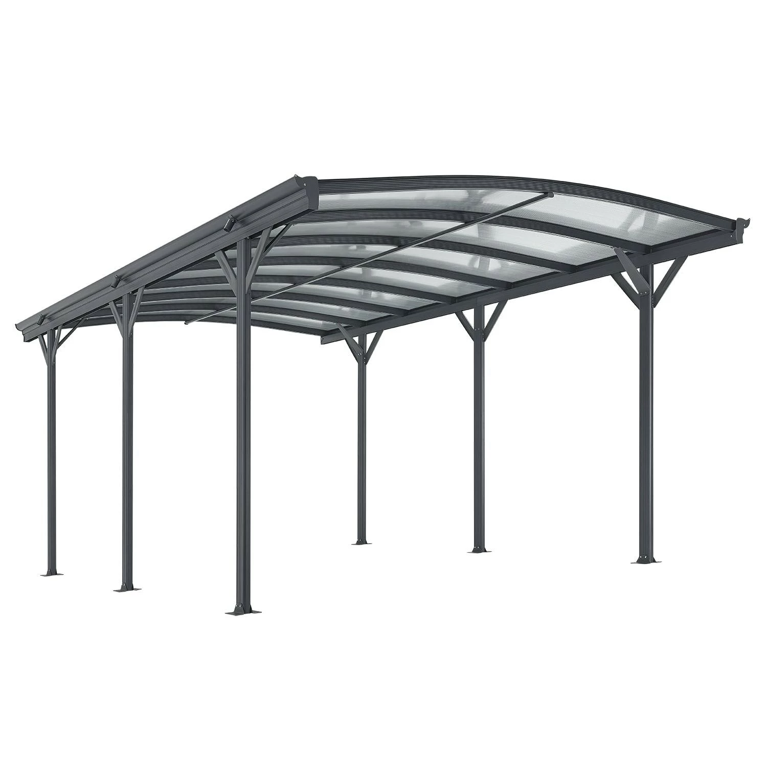 Juskys Carport Mit Bogendach 5x3 M – Freistehende Überdachung Aus Aluminium Mit Doppelstegplatten
