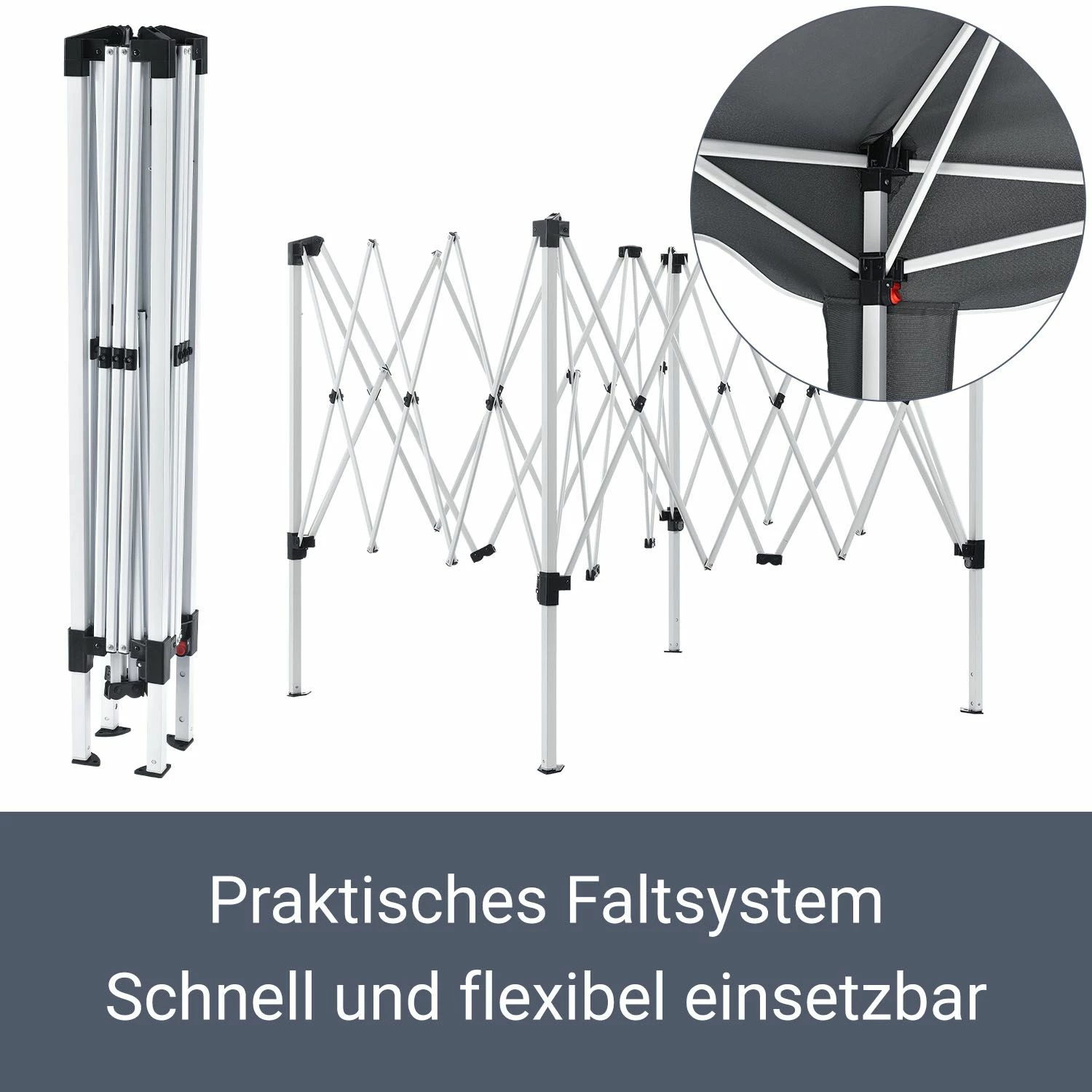 Juskys Faltpavillon Vivara 3x3 M Mit Tasche – UV50+ Sonnenschutz Pavillon Höhenverstellbar& Faltbar – Bild 4