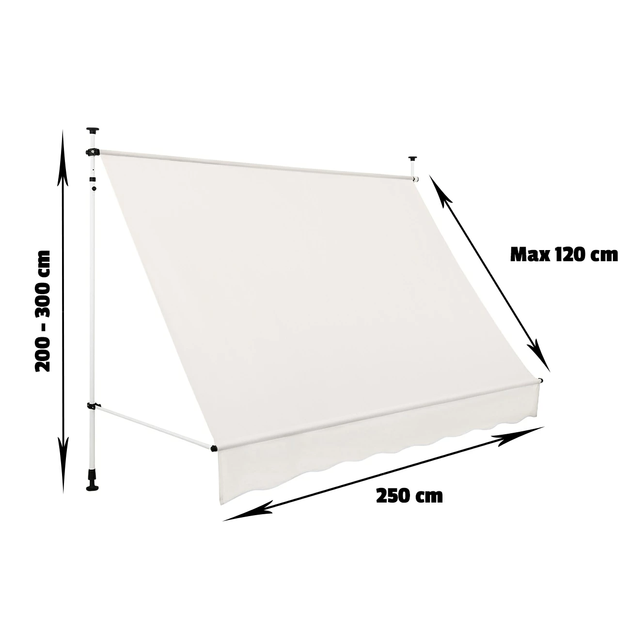 Strattore Klemmmarkise / Balkonmarkise Sonnenschutz 250 X 120 Cm - Beige – Bild 4