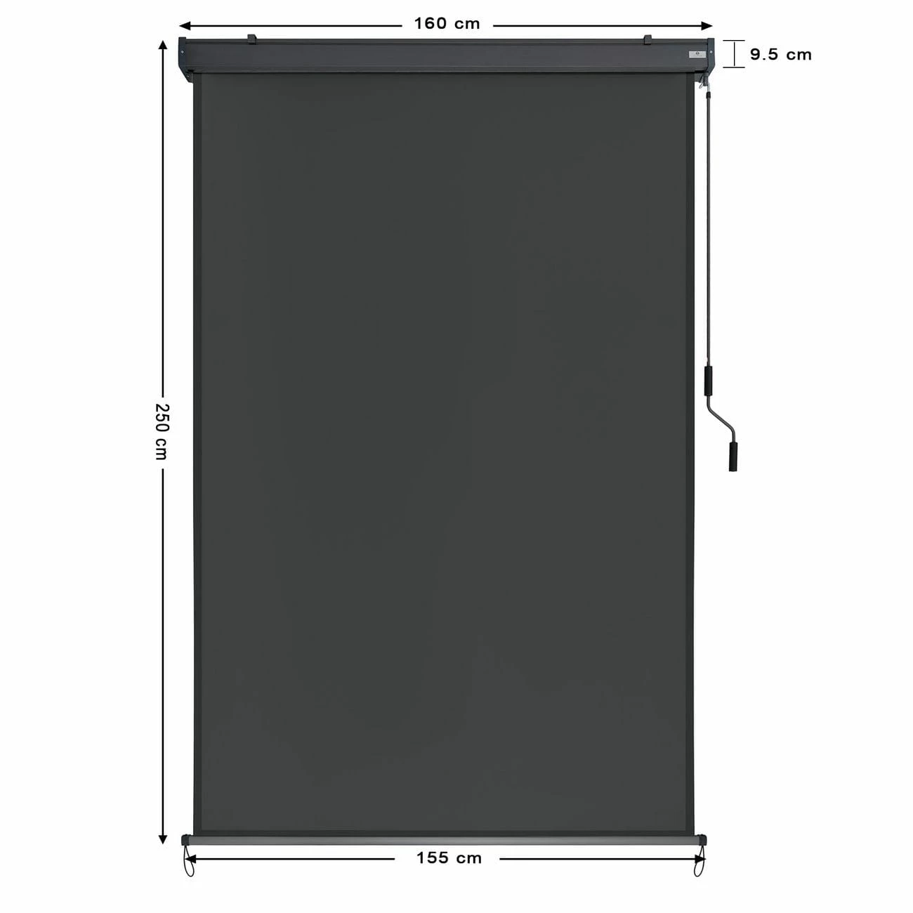 Strattore Ausziehbare Senkrechtmarkise / Vertikalmarkise 160 X 250 Cm - Anthrazit – Bild 3