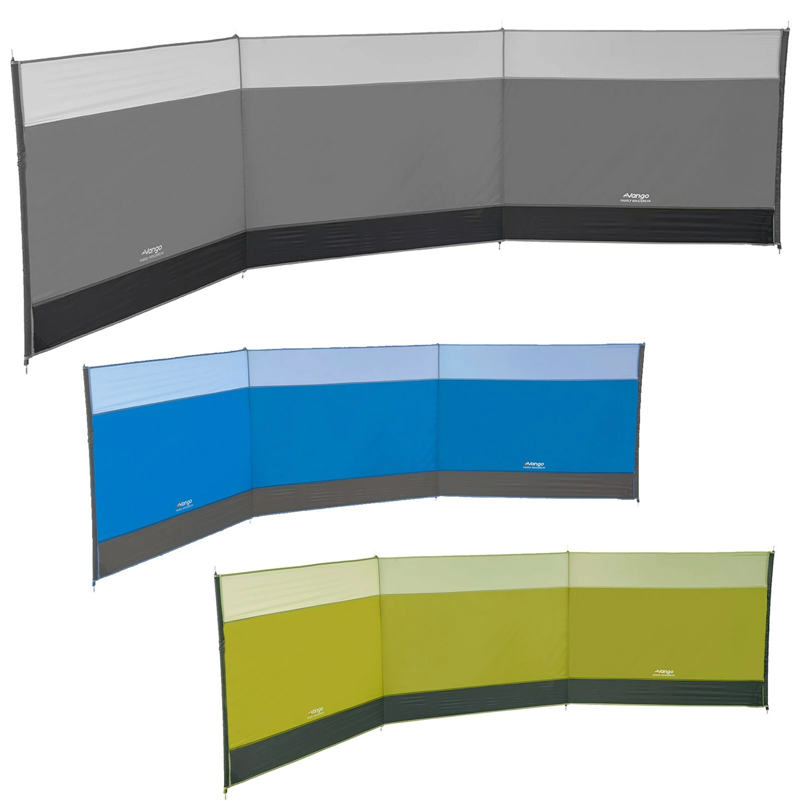 VANGO Windschutz Family 435x120 Camping Sichtschutz XL Strandmuschel Garten Zaun Farbe: Grau