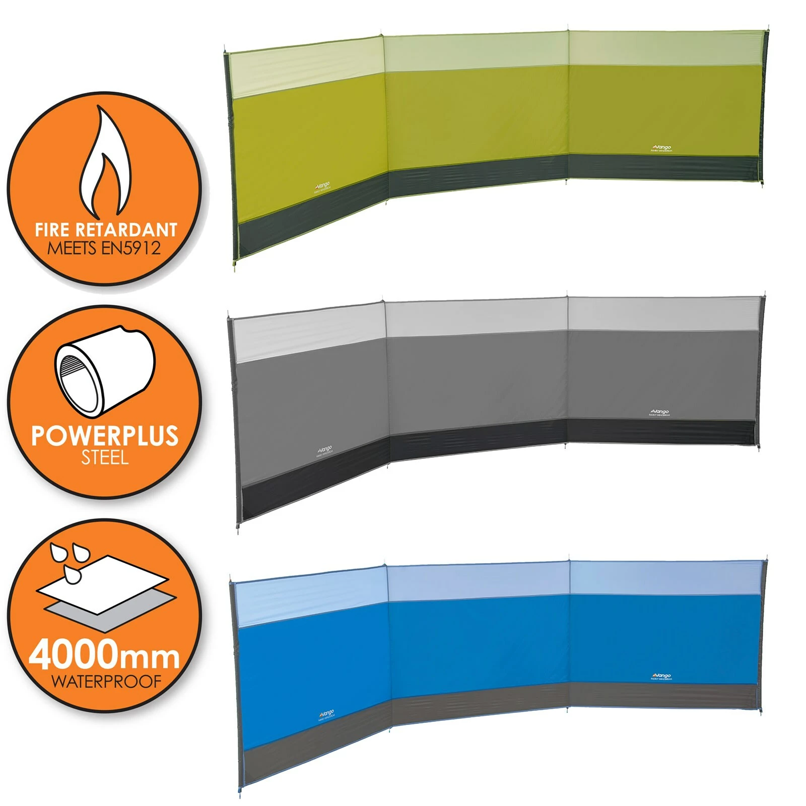 VANGO Windschutz Family 435x120 Camping Sichtschutz XL Strandmuschel Garten Zaun Farbe: Grau – Bild 2