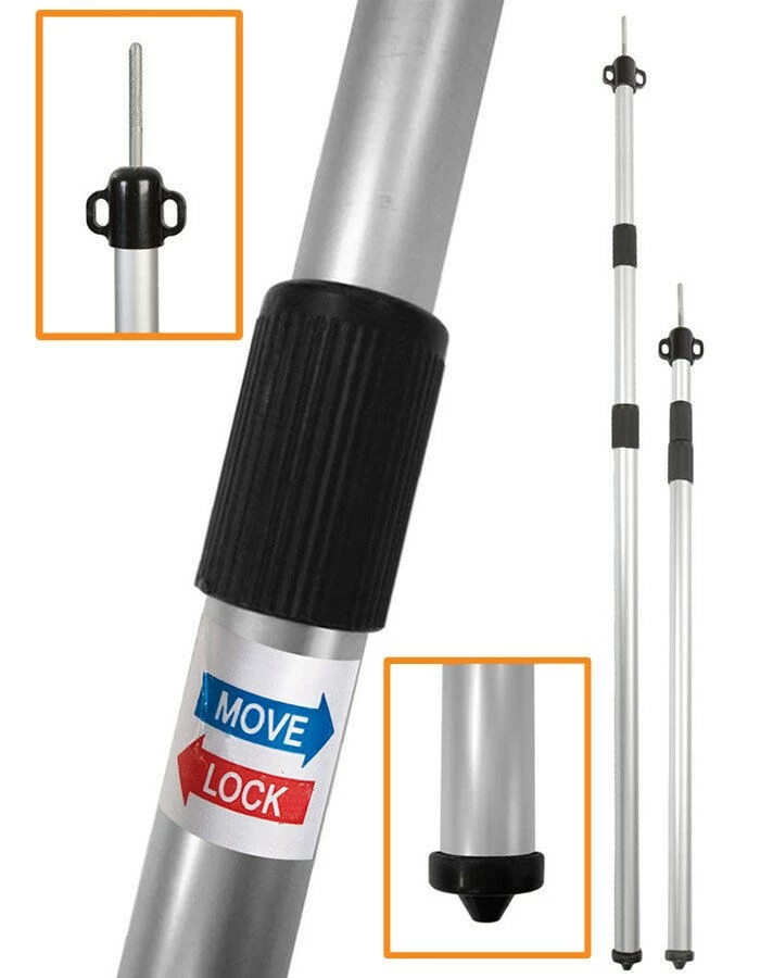 BO-CAMP Teleskop Tarp Stange Vor Zelt Sonnensegel Aufstell Gestänge Alu 260 Cm – Bild 3