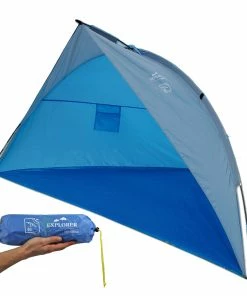 EXPLORER Strandmuschel 2 Personen Wind Schutz Strandzelt UV 80 Leicht & Kompakt