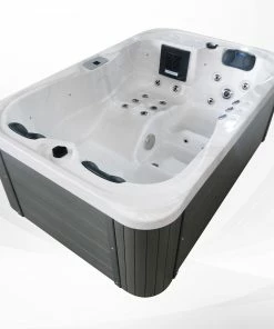 TroniTechnik Outdoor Whirlpool Spa TINO Weiß Silber Marmoriert 195cm X 127cm Mit Heizung, Hydromassage, Zwei Pumpen