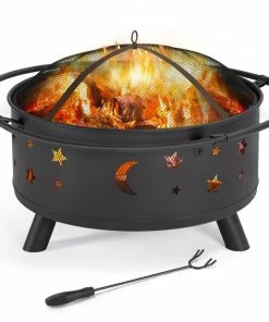 Yaheetech Feuerstelle Rund Garten Feuerstelle Kohlebecken Terrassenofen Für Heizung Outdoor Garten Terrasse Feuerschale Feuerstelle, Ø 76 X 50 Cm