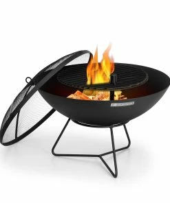 Blumfeldt Orbit 3-in-1 Stahl-Feuerschale Grill Gartentisch Ø 60 Cm