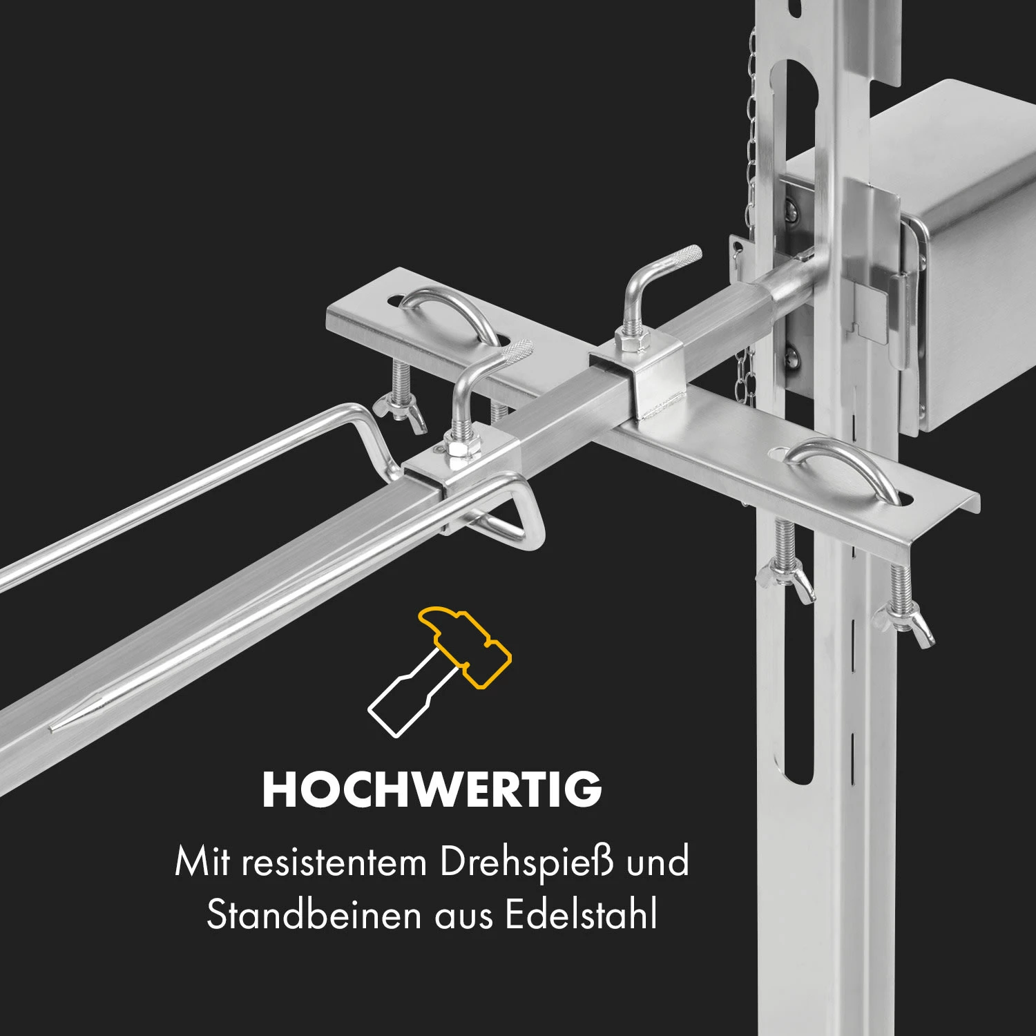 Klarstein Sauenland Survivor Spanferkelgrill Drehspieß 12W 70kg Max. Edelstahl – Bild 4