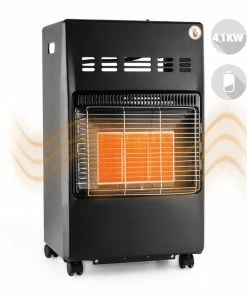 DURAMAXX Kamtschatka Gasheizofen Gasheizer Keramikbrenner Infrarot 4,1kW Schwarz