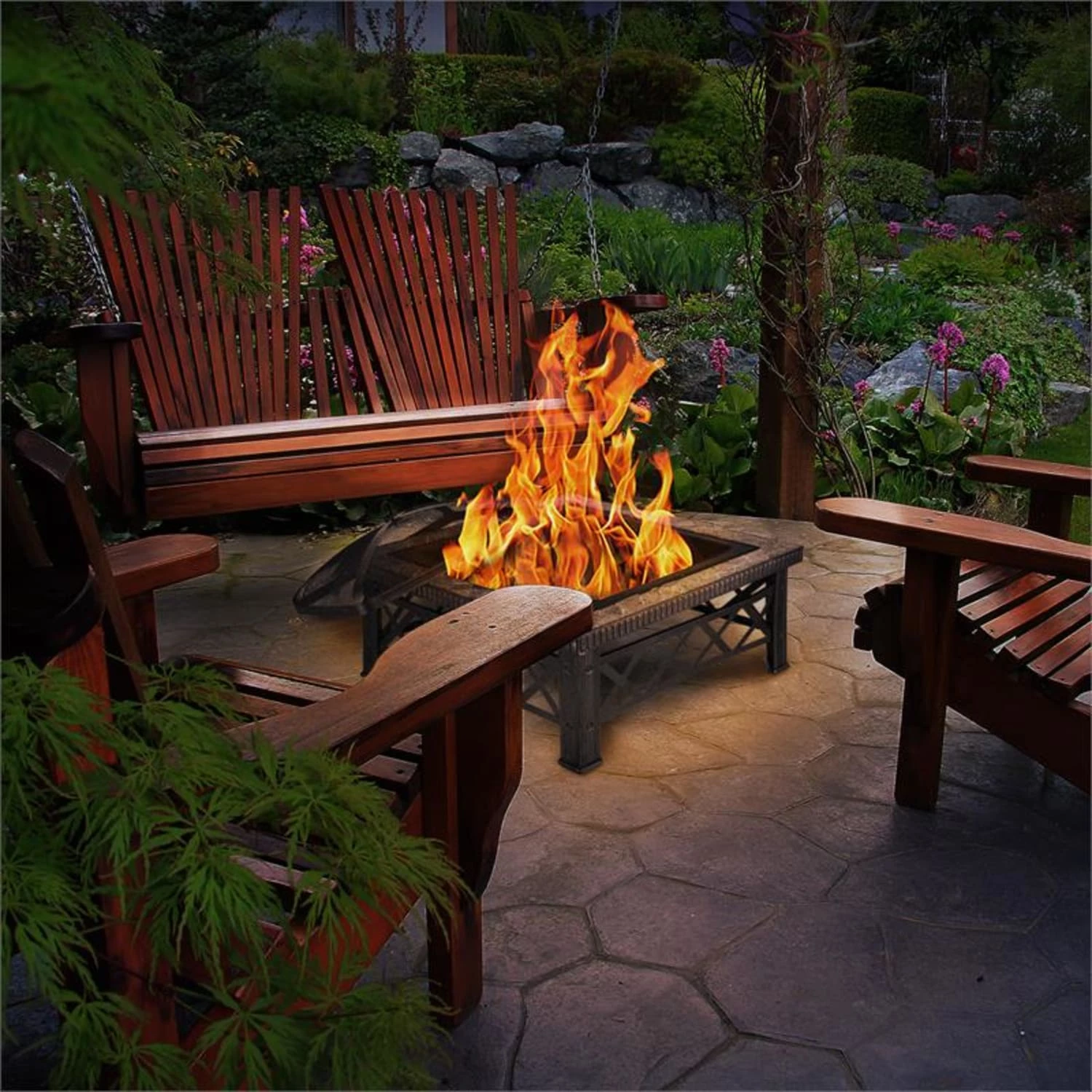 Blumfeldt Merano Feuerschale 75x75 Cm Kachel-Design Stahl Geschwärzt – Bild 4