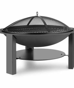 Blumfeldt Mithras Feuerschale Ø75cm Funkenschutz Ø60cm Grillrost Gusseisen Stahl