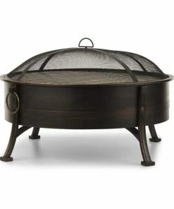 Blumfeldt Catania 2-in-1-Feuerschale Ø80cm Funkenschutz Ø70cm Grill Stahl Antik