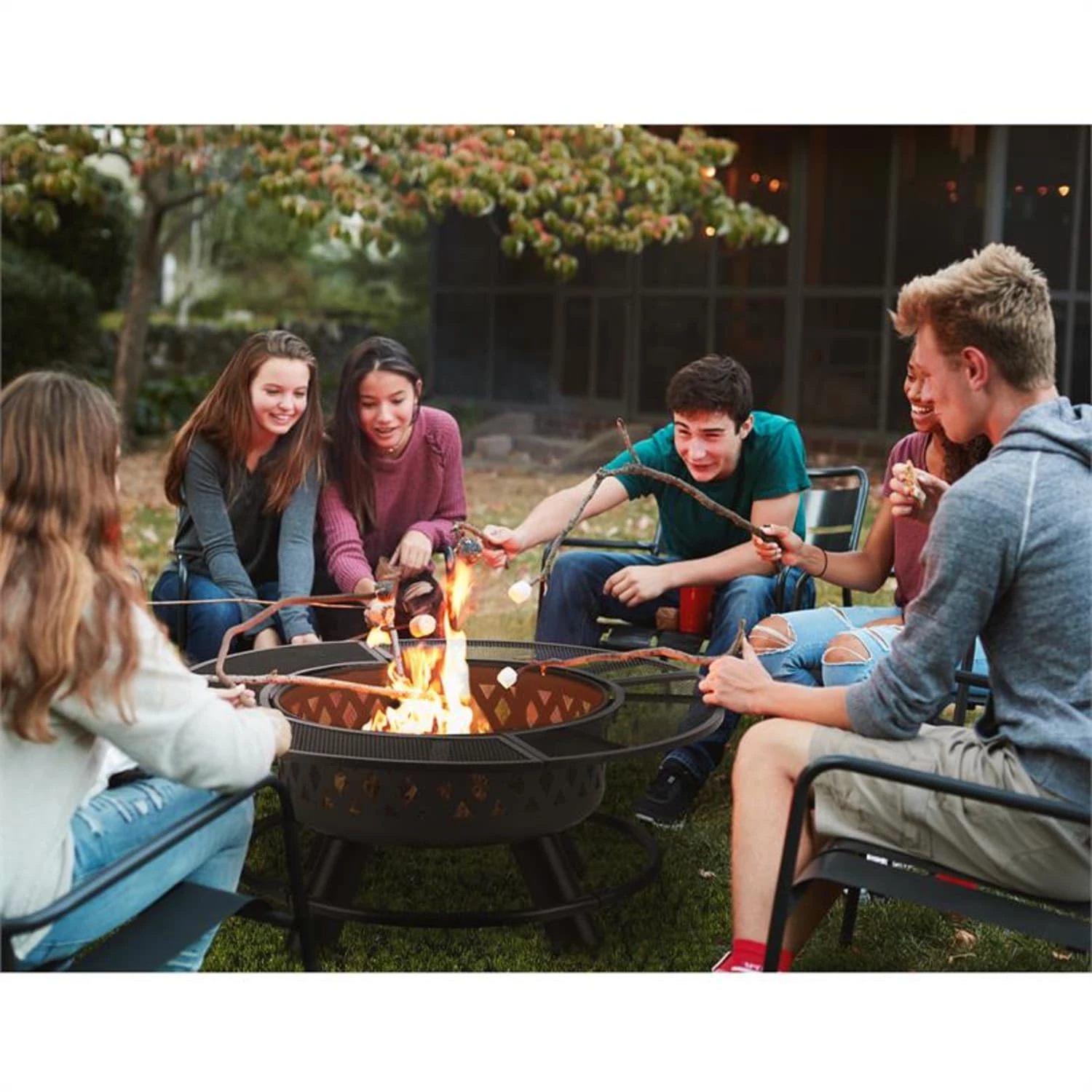 Blumfeldt Rosario 3-in-1-Feuerschale Ø120cm | 70cm Grill | Tischplatte Stahl – Bild 2