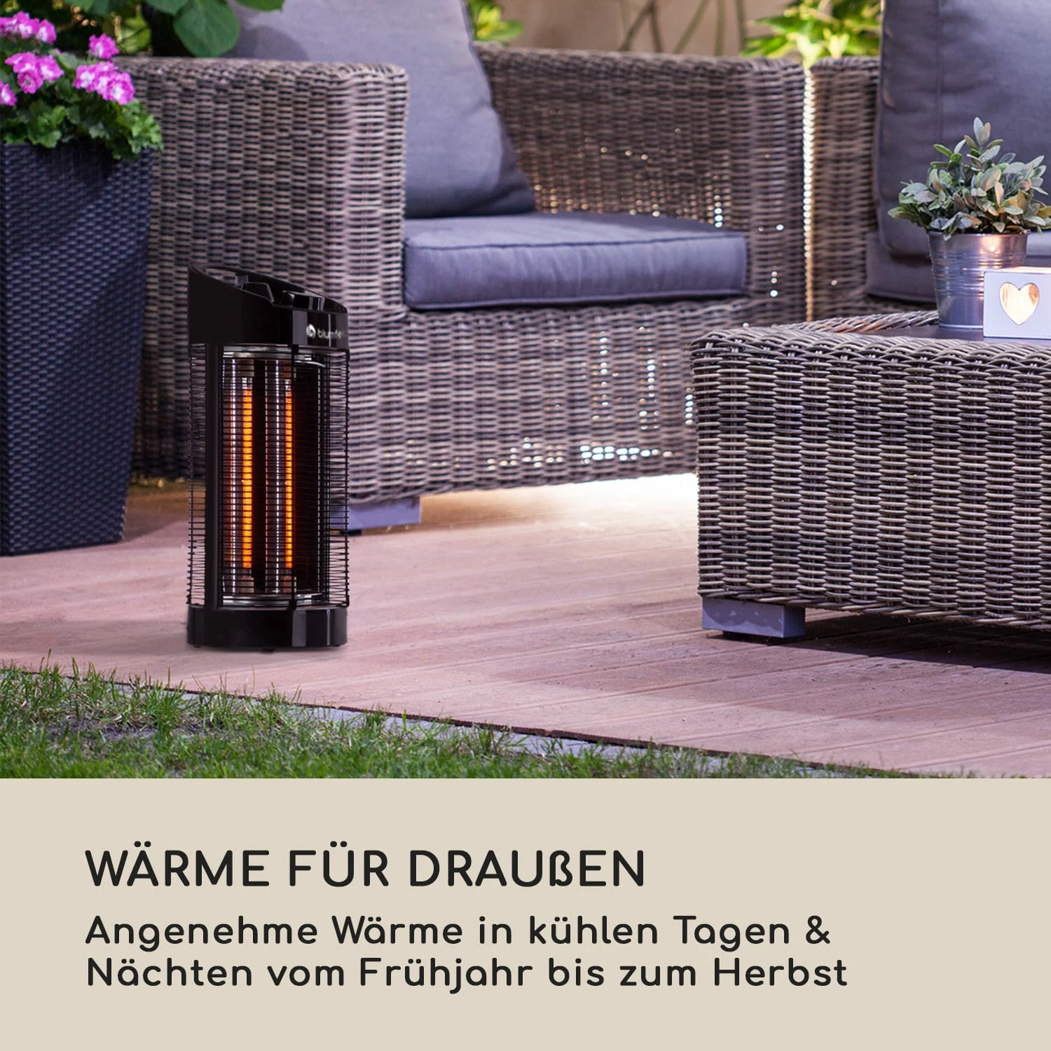 Blumfeldt Heat Guru 360 Standheizstrahler 1200/600W 2 Heizstufen IPX4 Oszillation – Bild 3