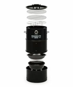 Klarstein Brooklyn-BBQ 4-in-1-Grillfass | Grill, Smoker SlowCooker & Feuerschale | Ø 42 Cm | Stahl | Pulverbeschichtet
