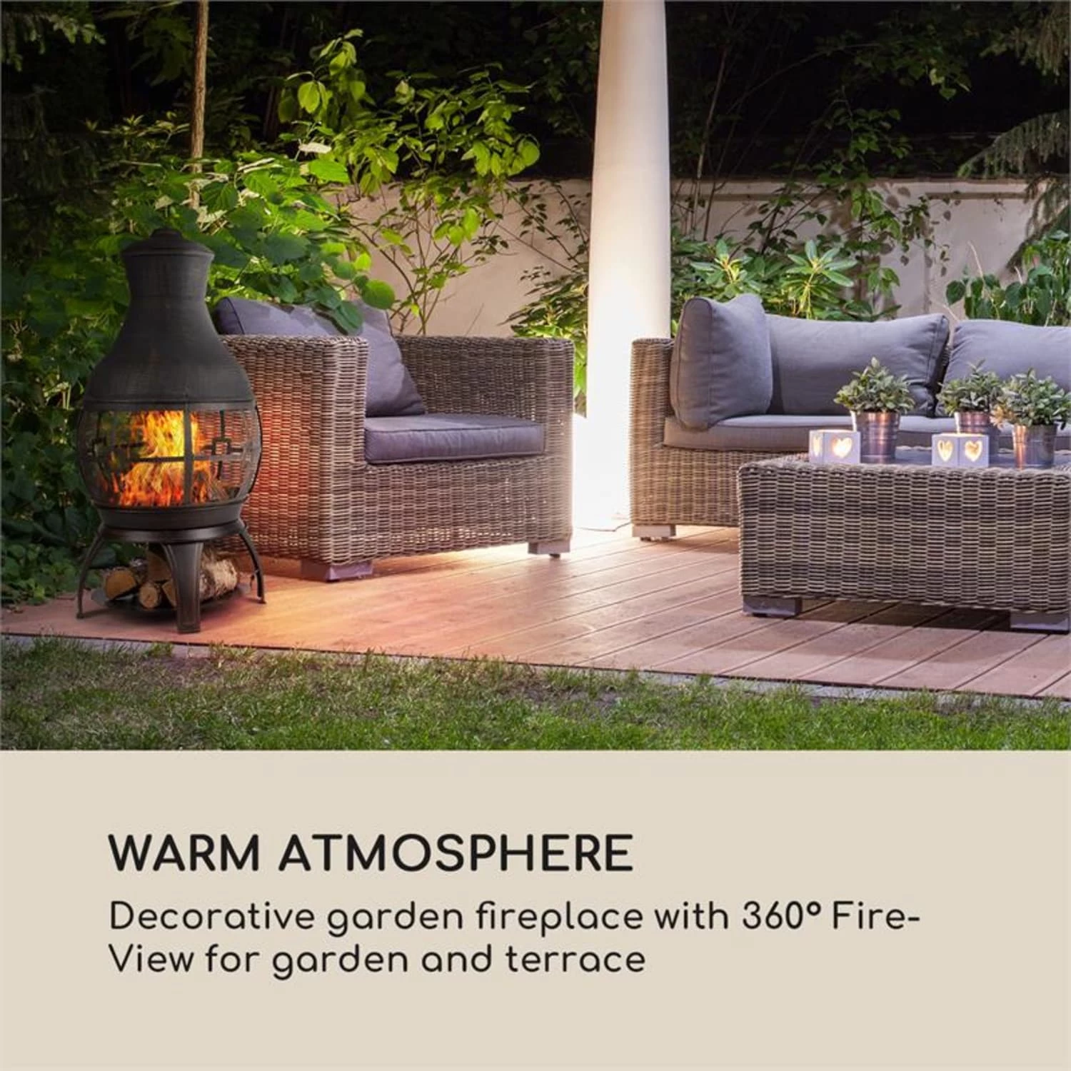 Blumfeldt Titus Gartenkamin Gusseisen 360° FireView Rostfrei Sicherer Stand – Bild 2