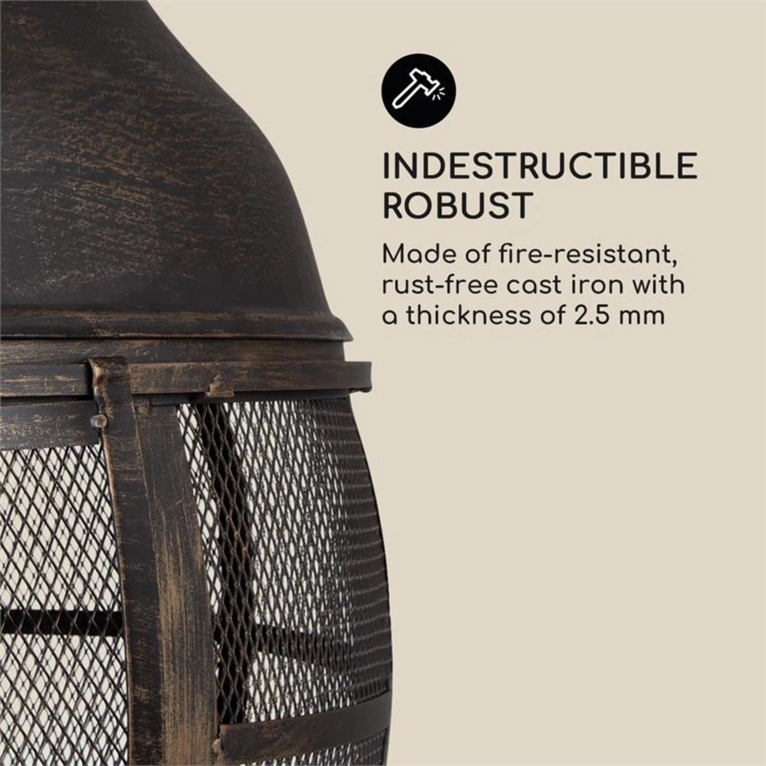 Blumfeldt Titus Gartenkamin Gusseisen 360° FireView Rostfrei Sicherer Stand – Bild 3