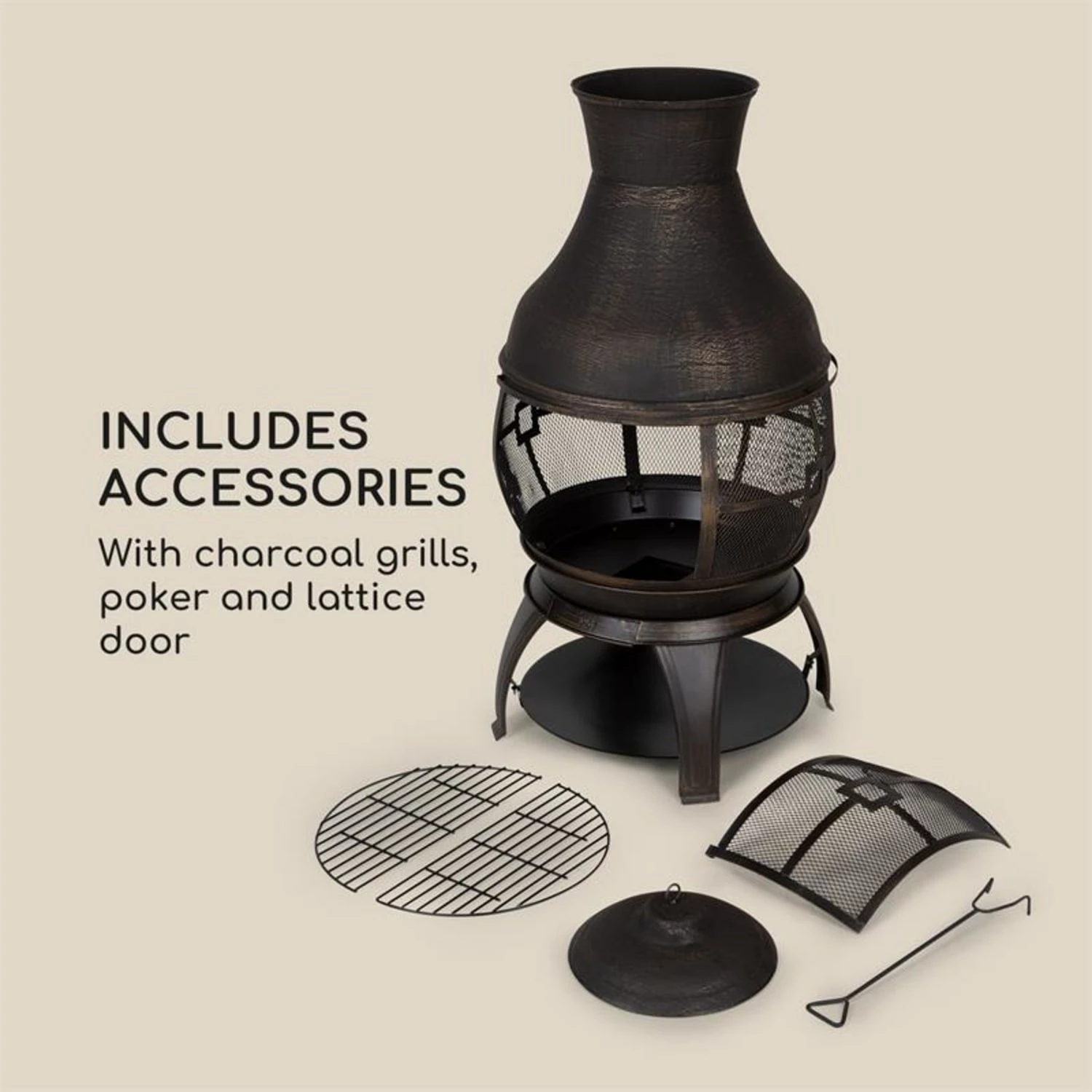 Blumfeldt Titus Gartenkamin Gusseisen 360° FireView Rostfrei Sicherer Stand – Bild 4