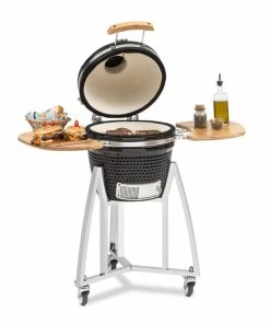 Klarstein Queensize Kamado Grill Thermometer Abnehmbare Seitenteile Schwarz