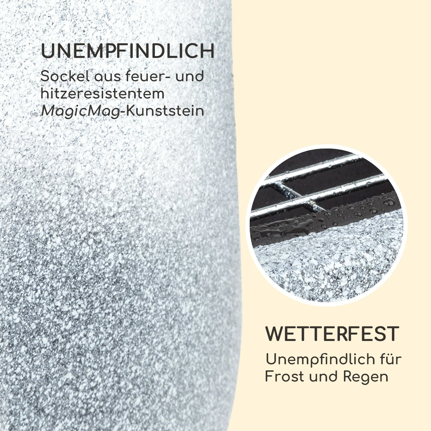 Blumfeldt Evora Feuerschale Ø45cm Holzfeuer Grillrost Kunststein Stahl Schwarz / Steinoptik – Bild 4