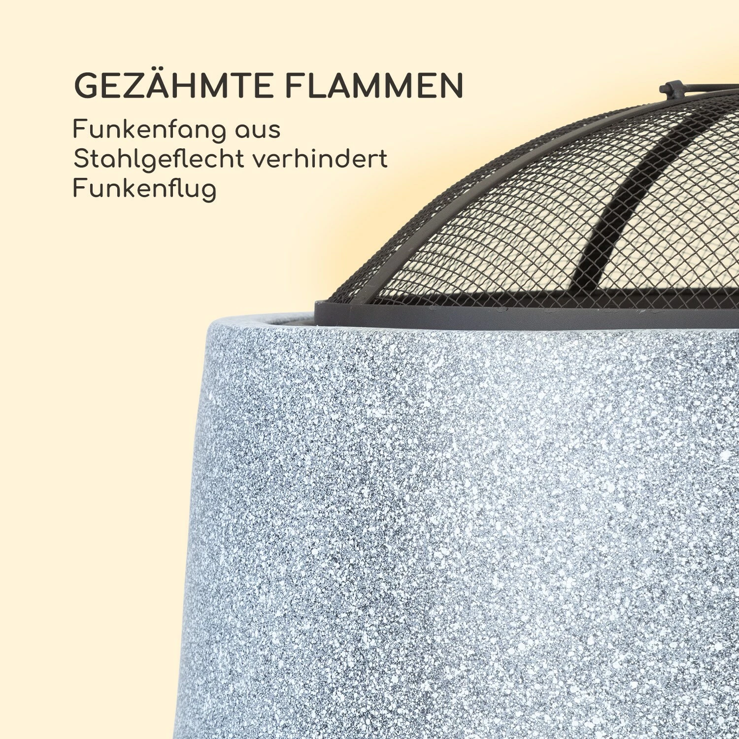 Blumfeldt Evora Feuerschale Ø45cm Holzfeuer Grillrost Kunststein Stahl Schwarz / Steinoptik – Bild 6