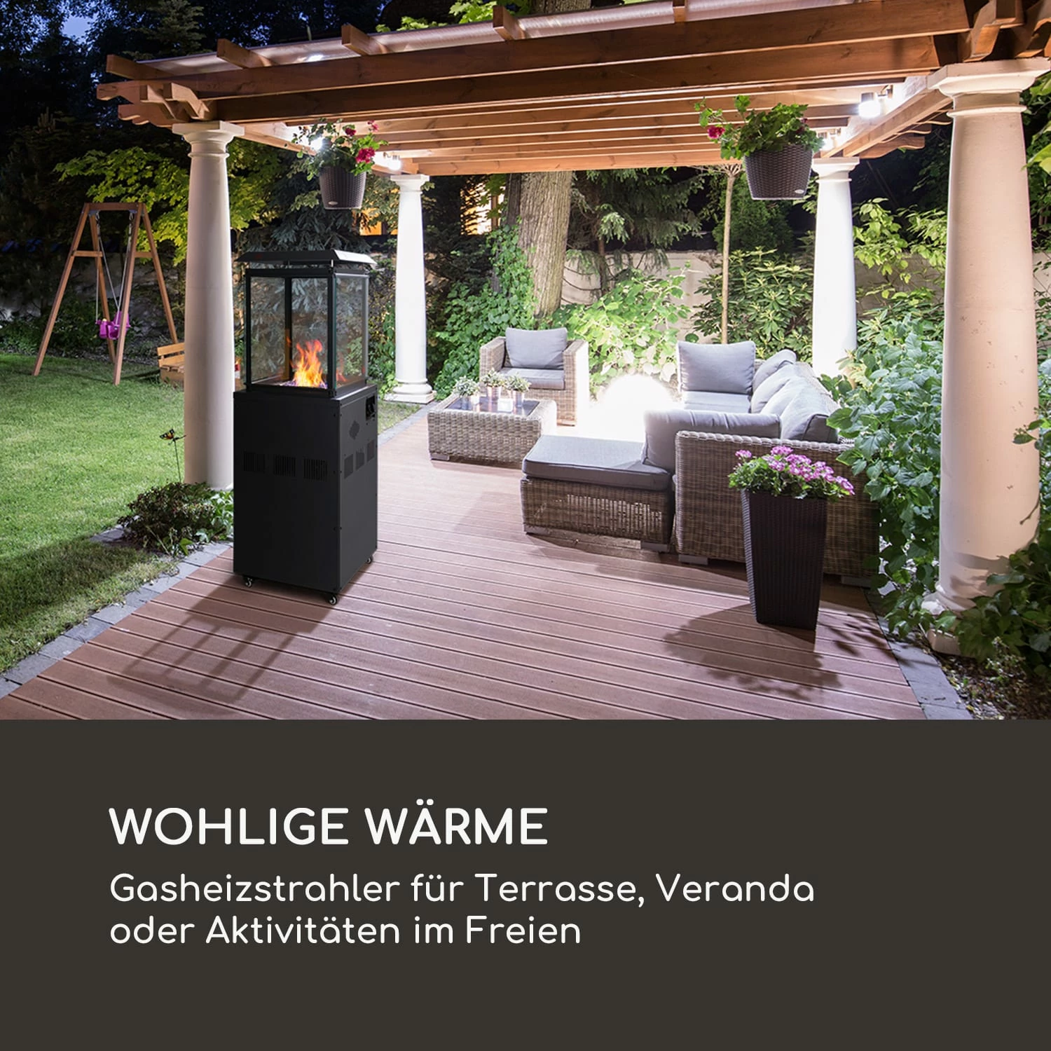 Blumfeldt Flagranti Gasheizstrahler 8kW Gasflasche Bis 11kg Edelstahl Schwarz – Bild 2