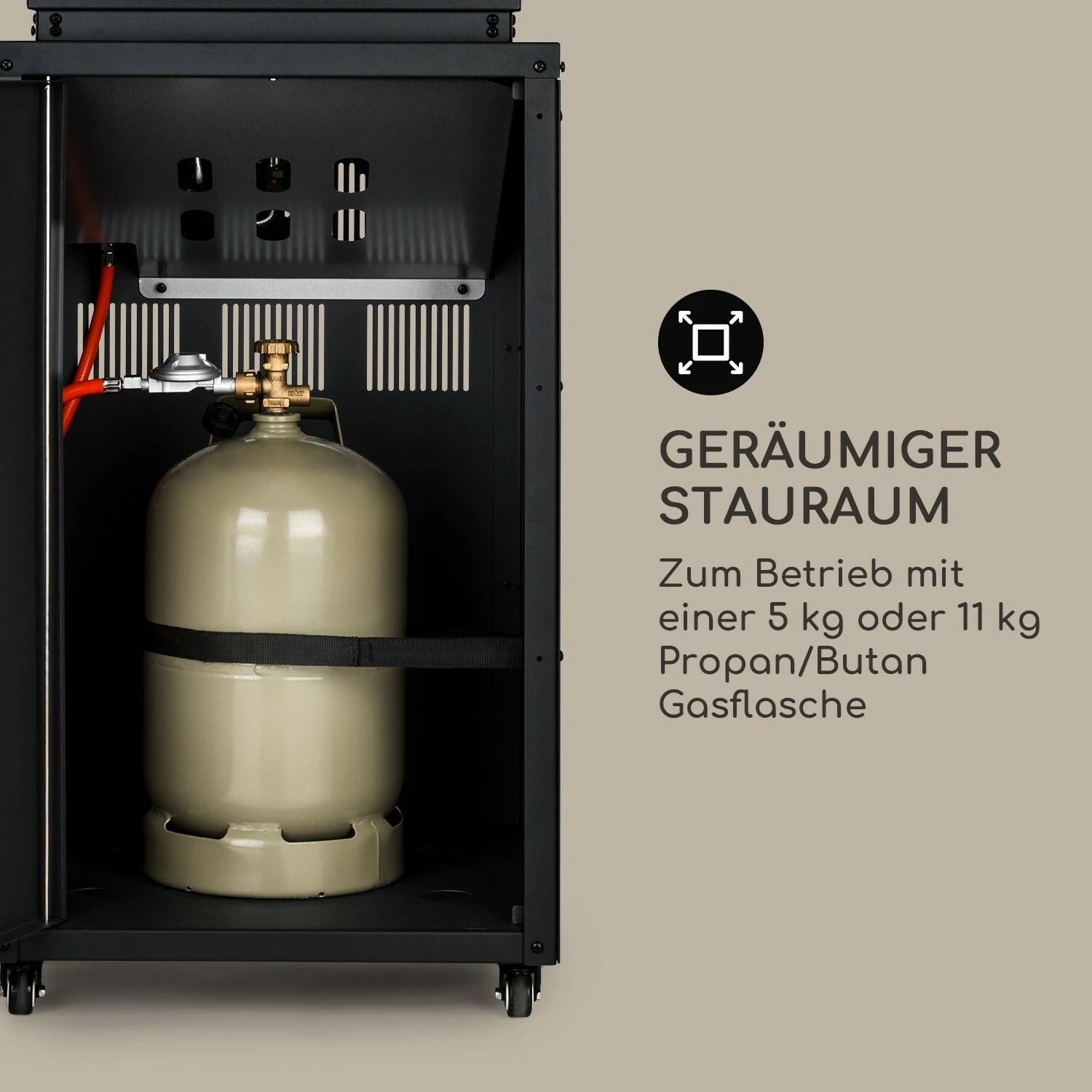 Blumfeldt Flagranti Gasheizstrahler 8kW Gasflasche Bis 11kg Edelstahl Schwarz – Bild 6