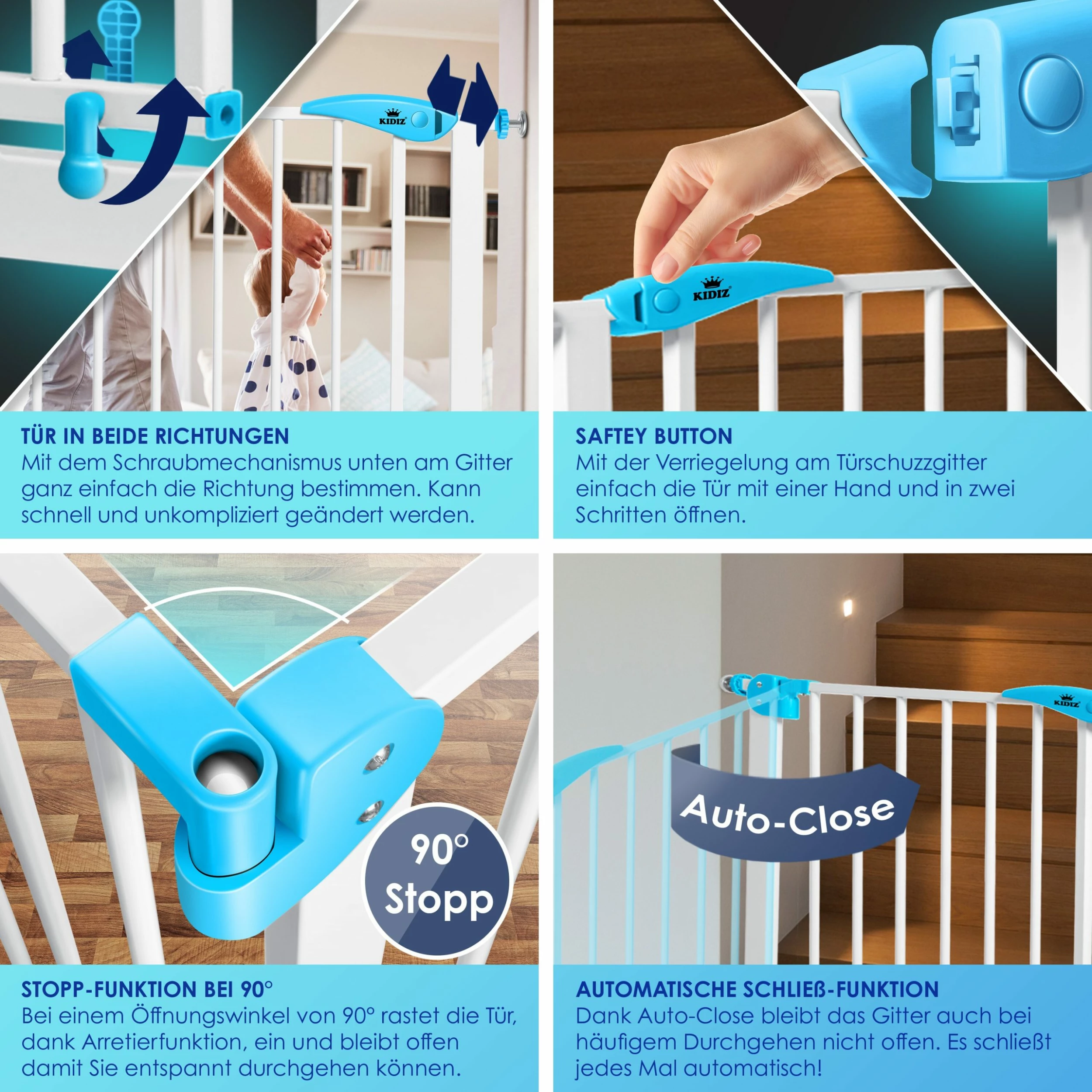 Kidiz® Türschutzgitter ? Absperrgitter ? Treppengitter ? Kindergitter | Gitter Haustier | – Bild 3