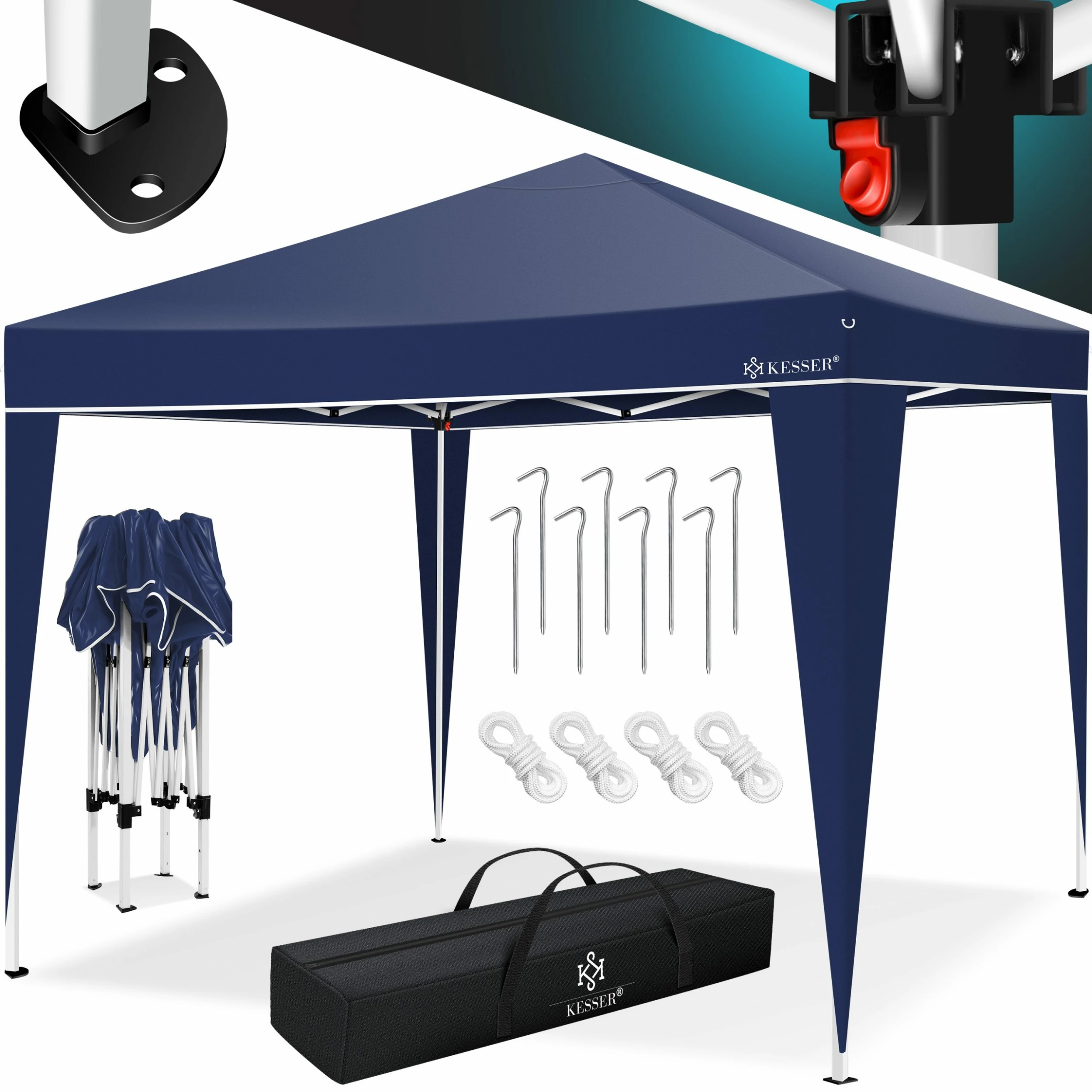 KESSER® Pavillon 3x3m | Wasserdicht | Inkl. Tasche | Pop-Up Klicksystem | UV-Schutz 50+ | Faltpavillon | Gartenzelt | Partyzelt | Metall-Verstrebungen |