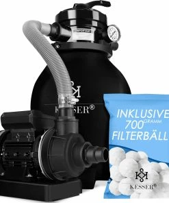 KESSER® Sandfilter Sandfilteranlage + 700g Filterbälle Ersetzen 25kg Filtersand- Poolfilter 10 M³/h Filteranlage Filterkessel Für Pool Schwimmbecken 4-Wege Ventil , Einfache Steuerung