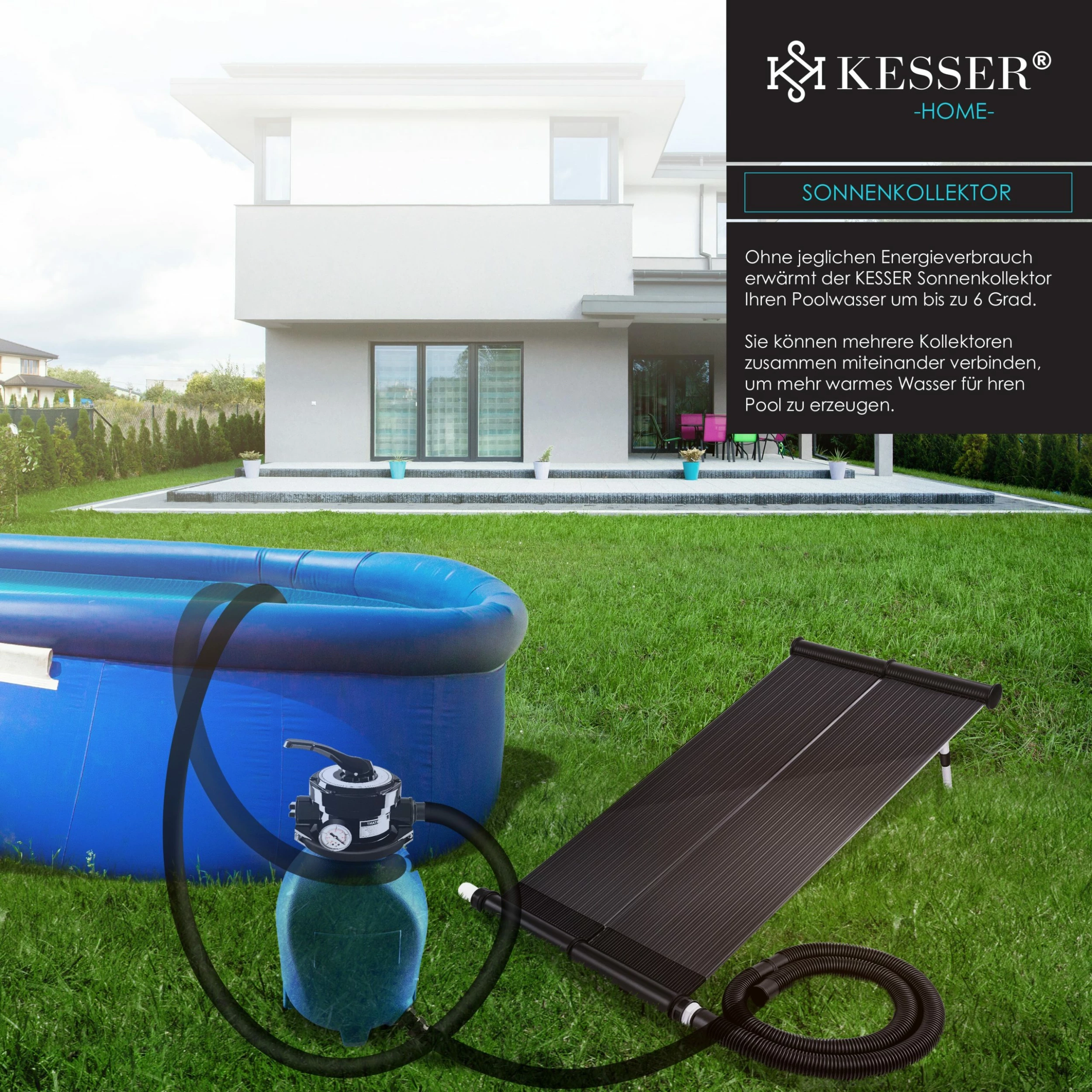 KESSER® Solarkollektor ECO Poolheizung 108 X 74 X 15cm (L X B X H) , Warmwasser Heizung Solarheizung Für Pools L UV-beständiger Kunststoff L Durchflussmenge 10.000 Litern Pro Stunde – Bild 4