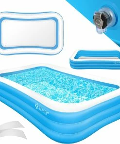KESSER® Aufblasbarer Pool Familienpool Für Kinder Und Erwachsene Gartenschwimmbad Familienschwimmbad Sommer Planschbecken Füllmenge Kinderfreundlich Entwässerungslöcher