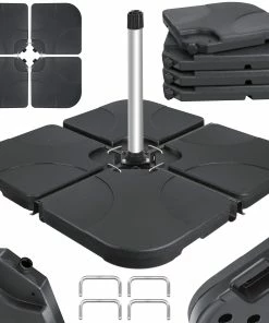 KESSER® Sonnenschirmständer 4-teilig Schirmgewicht Schirmständer Für Ampelschirm Bodenkreuz 60 Liter / 80 Kg Befüllbar Mit Wasser Oder Sand Inkl. Metallverbinder Ampelschirmständer Kunststoff