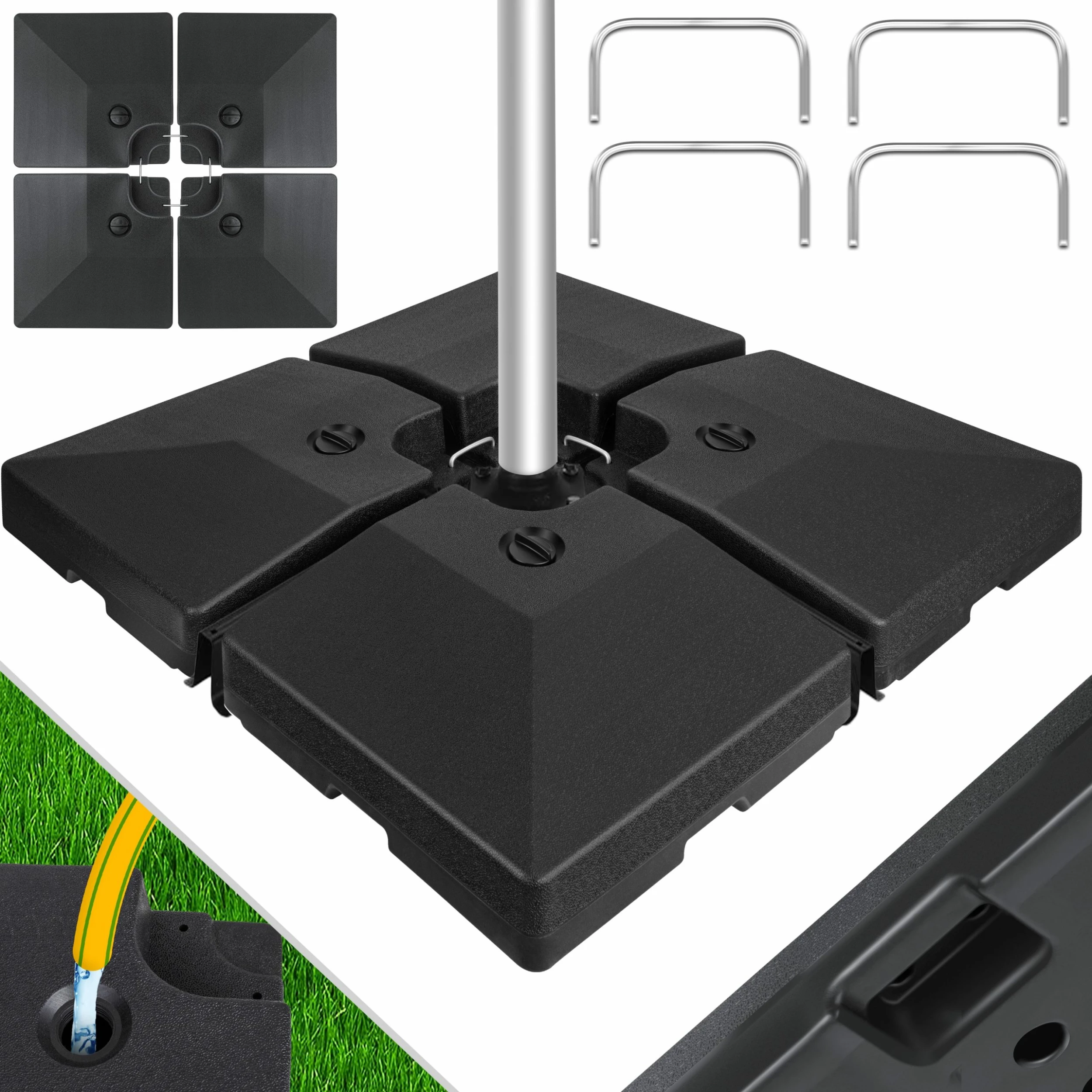 KESSER® Sonnenschirmständer 4-teilig Schirmgewicht Schirmständer Für Ampelschirm Bodenkreuz 90 Liter / 120 Kg Befüllbar Mit Wasser Oder Sand Inkl. Metallverbinder Ampelschirmständer Kunststoff