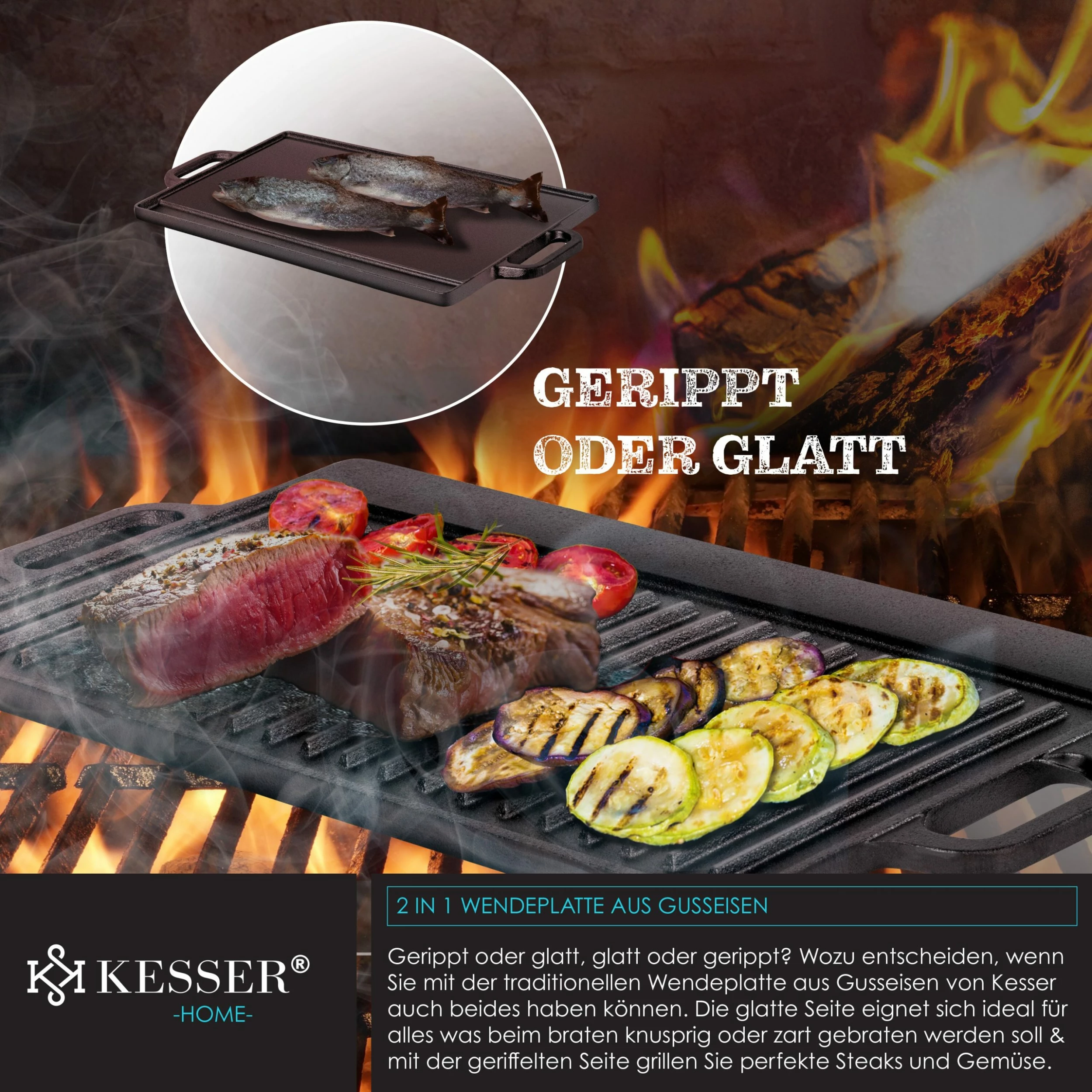 KESSER® Dutch Oven Set In Holzkiste Mit Dutch Oven Mit Viel Zubehör - Gusseisen - Bereits Eingebrannt Mit Kochtopf Grillplatte Pfanne Deckelheber Inkl. Rezeptbuch Handschuhe – Bild 5