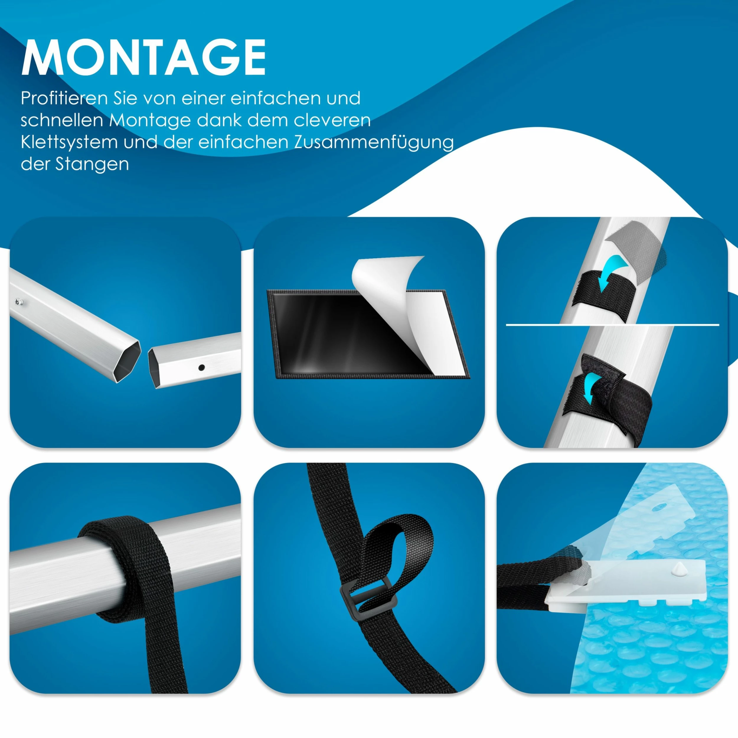 KESSER® Pool Aufroller Premium Aufrollsystem 1,05m - 6,15 M | Für Solarplane | Mobiles Aufrollvorrichtung Für Poolplane & Abdeckung | Inkl. Bänder | Witterungsbeständiges Material – Bild 5