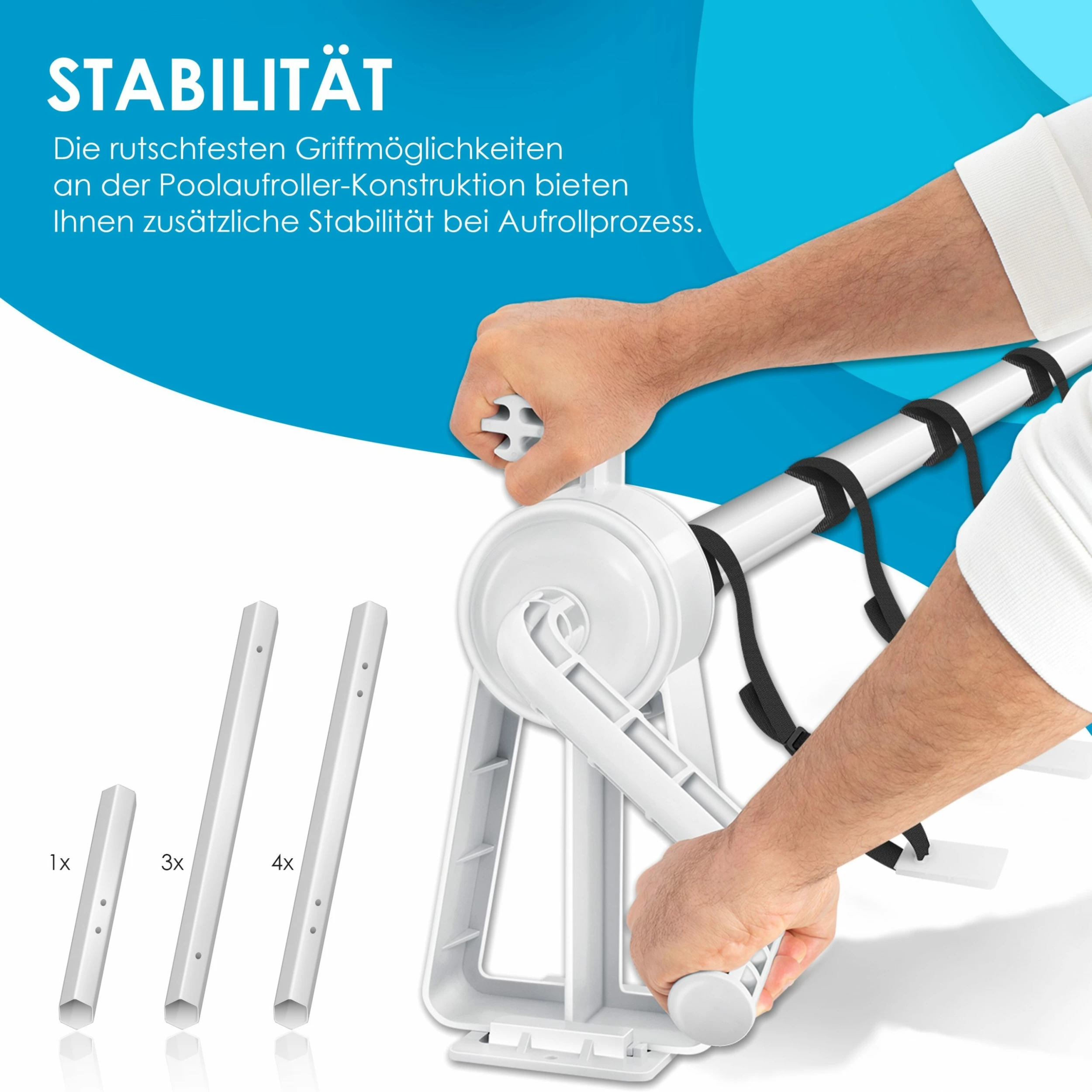 KESSER® Pool Aufroller Premium Aufrollsystem 1,05m - 6,15 M | Für Solarplane | Mobiles Aufrollvorrichtung Für Poolplane & Abdeckung | Inkl. Bänder | Witterungsbeständiges Material – Bild 6