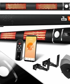 KESSER® Infrarot Heizstrahler 3000W IR-Gastro-Bar Inkl. LED Licht Terrassenstrahler Mit WiFi & Fernbedienung Inkl. Schutzhülle Infrarotstrahler Quarzstrahler Terrassenheizer Wand-Heizstrahler